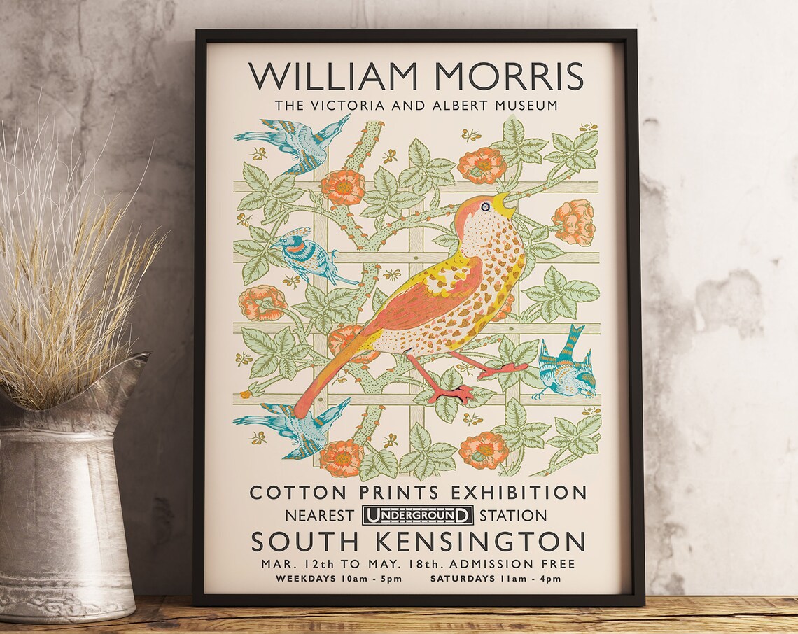 William Morris Birds on a Trellis Exhibition Poster V and A Museum London Art - Image 3