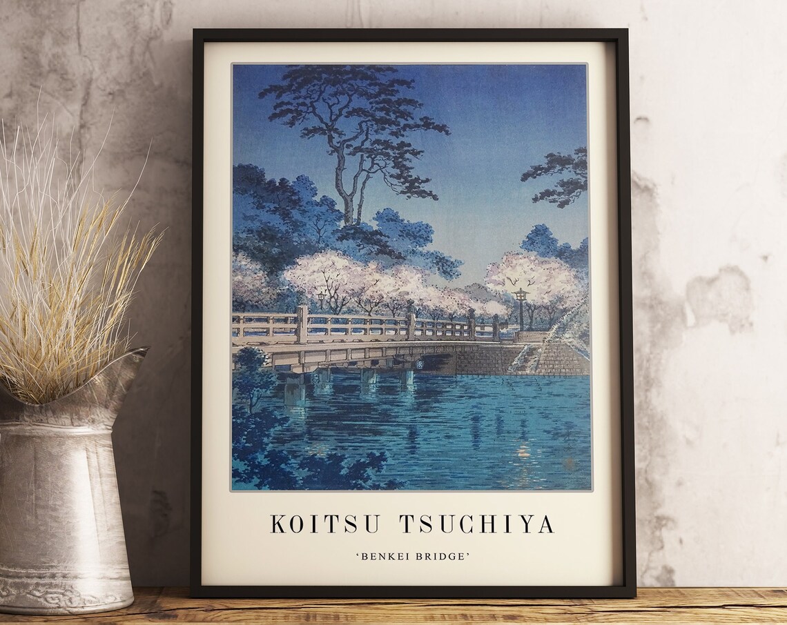 Koitsu Tsuchiya Benkei Bridge Night Japanese Woodblock Art Poster - Image 3