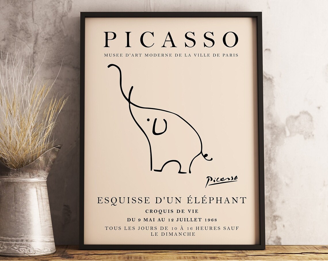 Picasso Elephant Vintage Minimalist Art Print - Image 4
