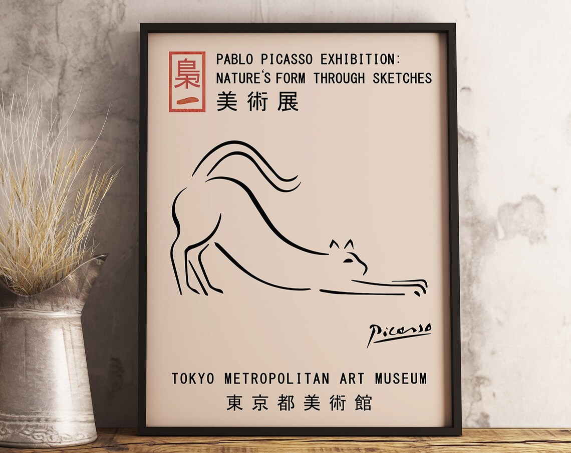 Picasso Exhibition Poster Cat, Vintage Minimalist Print - Image 3