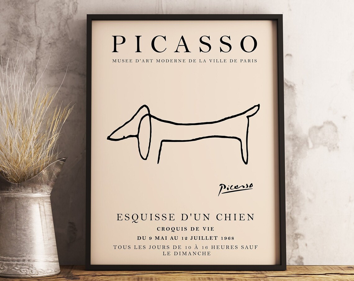 Picasso-Inspired Dachshund Line Drawing Art Print - Image 3