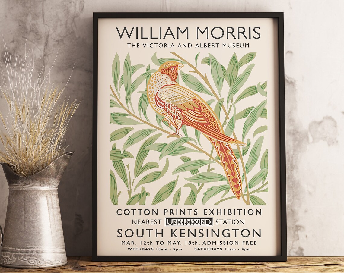 William Morris Floral Bird Vintage Poster Print - Image 3