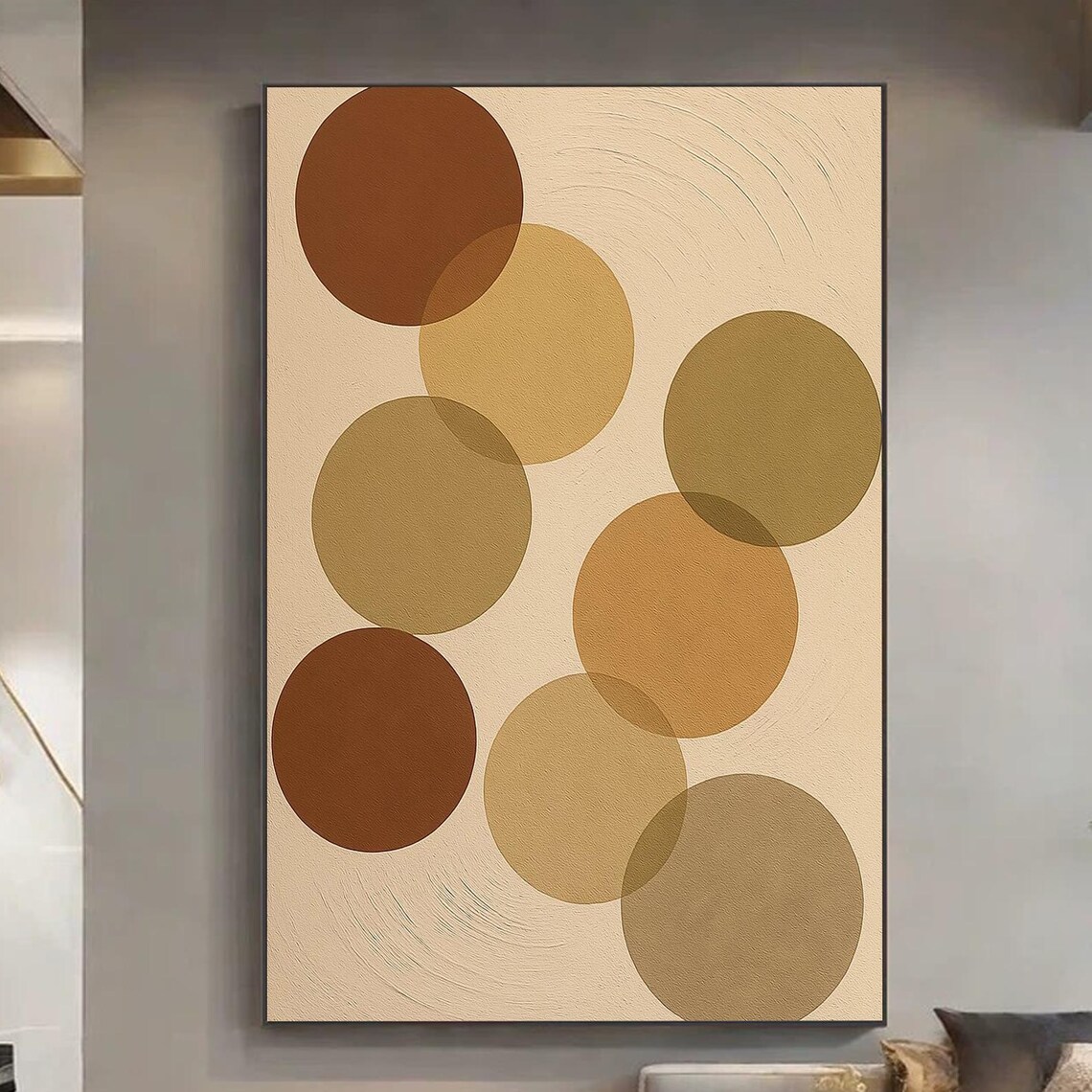 Abstract Painting, Textured Circle Geometric Modern