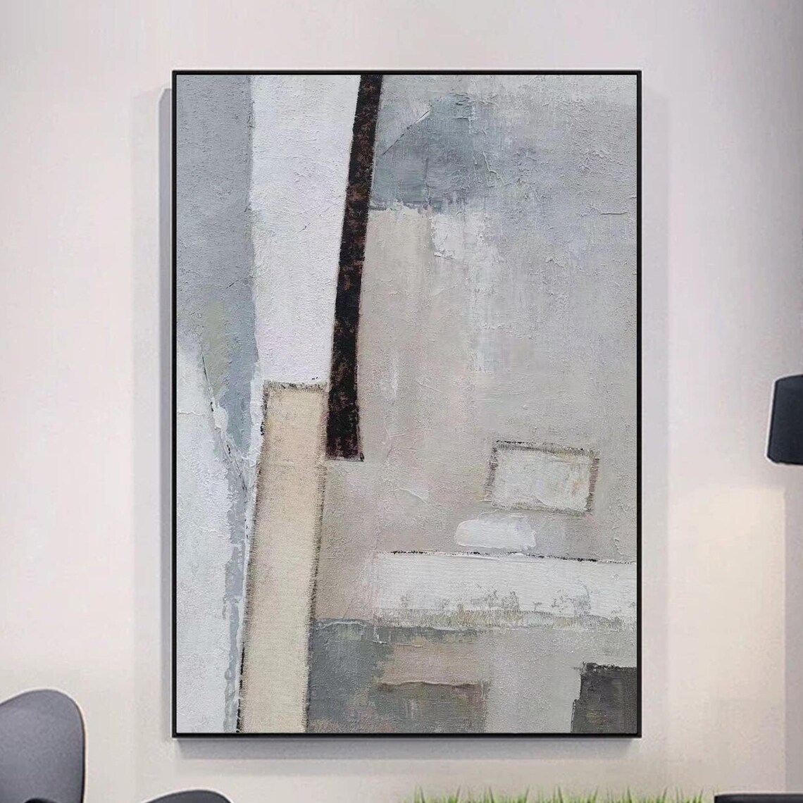 Scandinavian Style Abstract, Minimalist Textured Painting