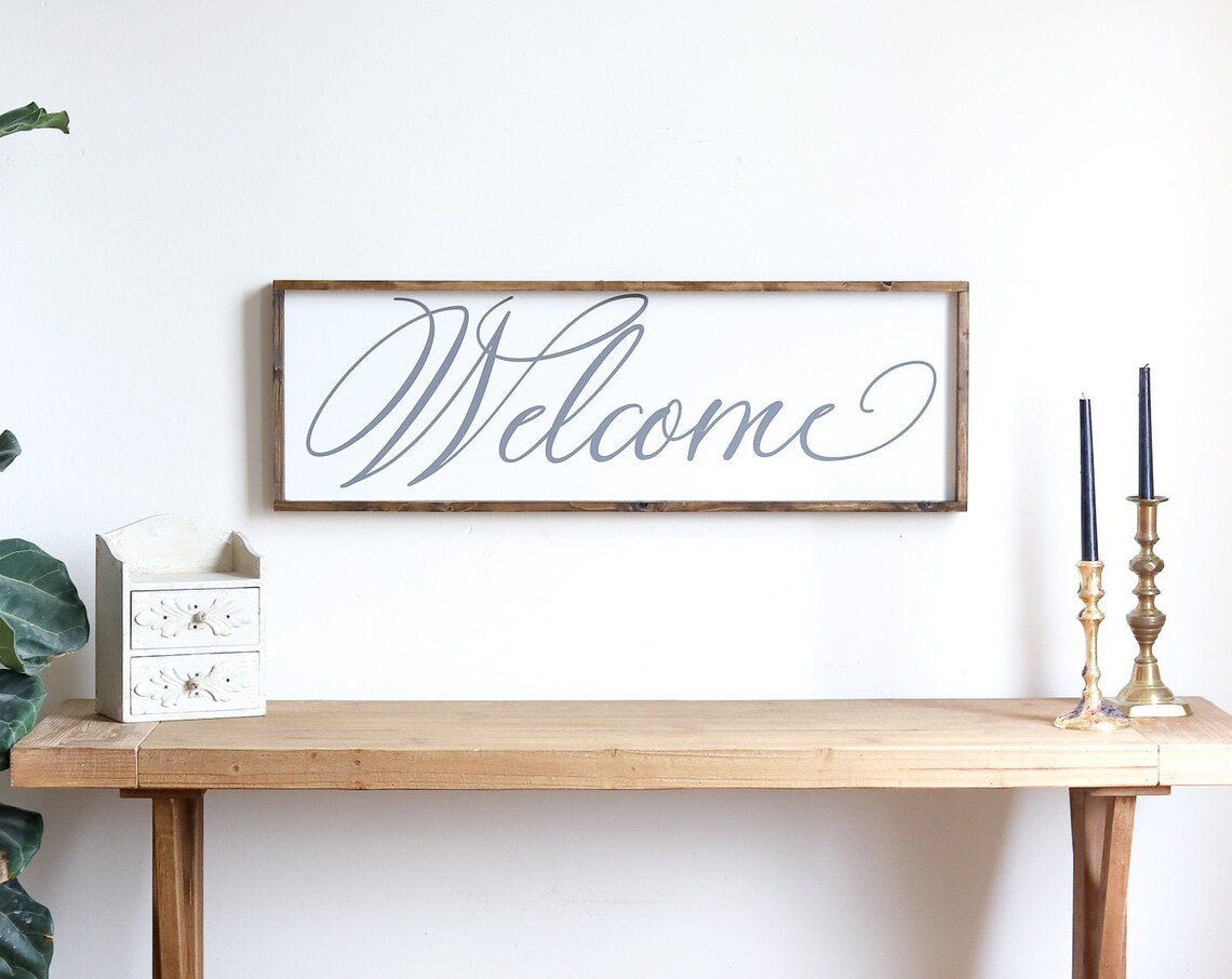 Welcome Sign Entry Way Decor, Wooden Entry Decor