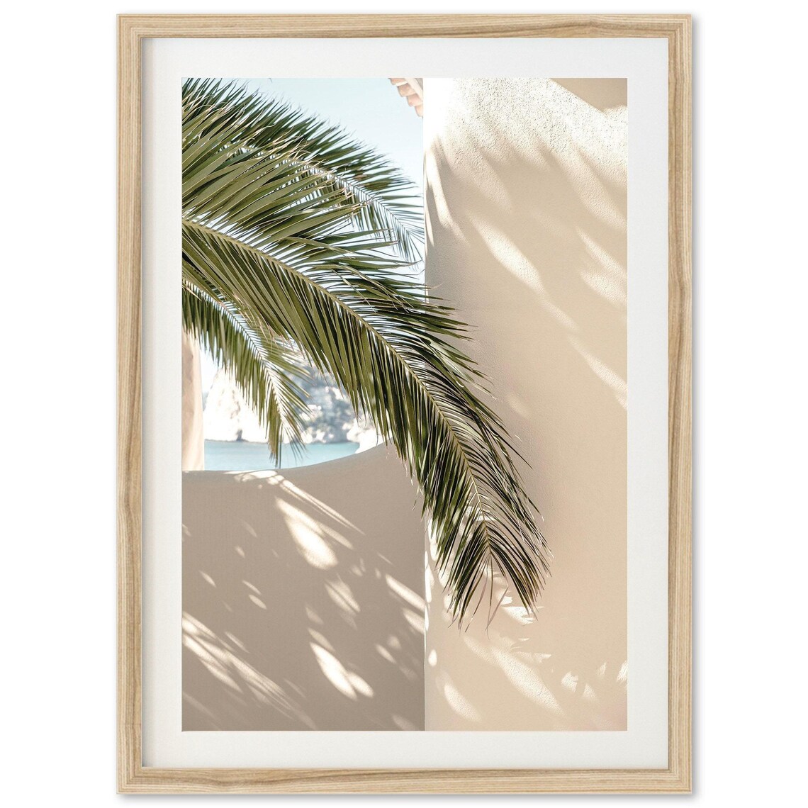 Italy Coastal Palm Trees Travel Poster, Boho Decor