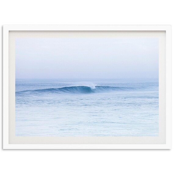 Minimalist Blue Ocean Wave Serene Coastal Surf Photography Poster