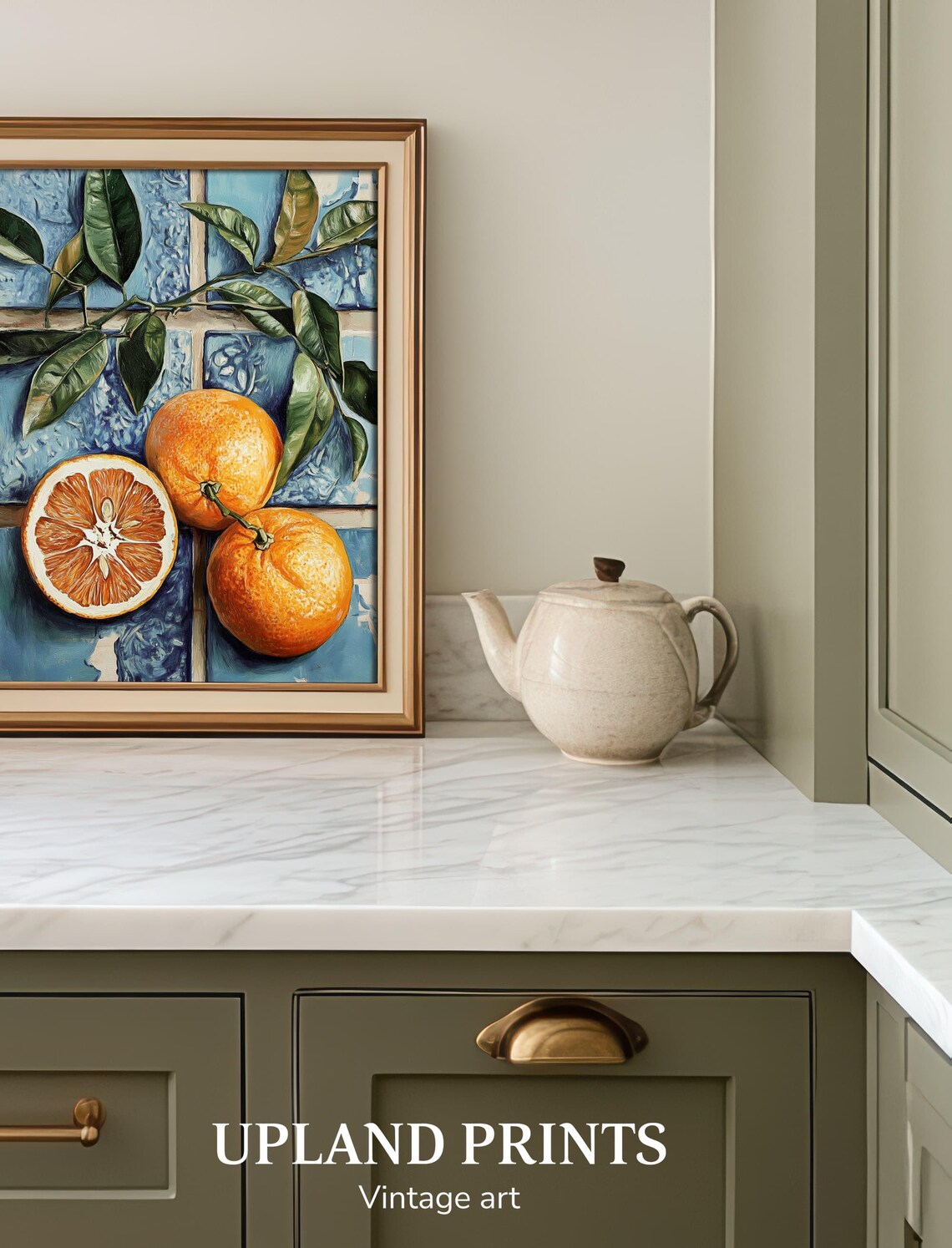 Oranges Print Orange Fruit Painting Citrus Wall Art Print Summer Fruits Kitchen Wall Decor Blue And Orange Print 005 - Image 3