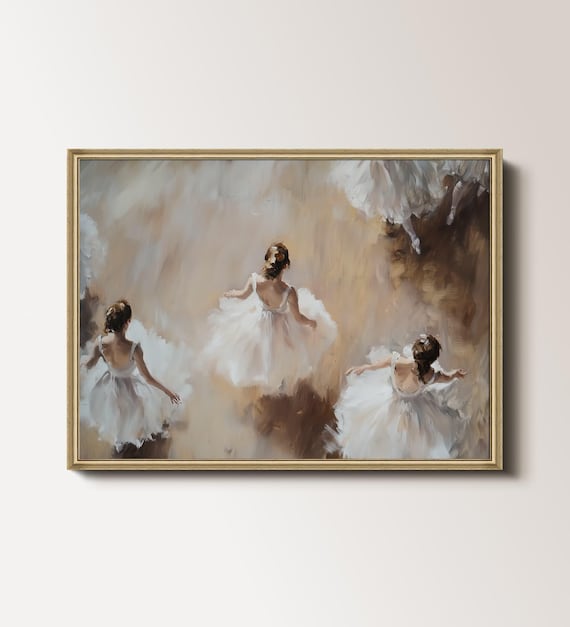 Ballerinas In White Tutus Dancing Viewed From Above Impressionist Poster