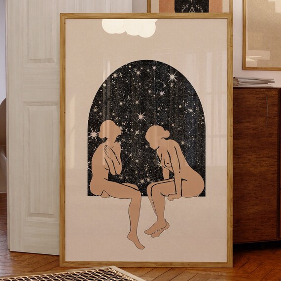 Cosmic Babes Wall Art Poster Starry Night Girls Print Witch Spirituality Artwork Celestial