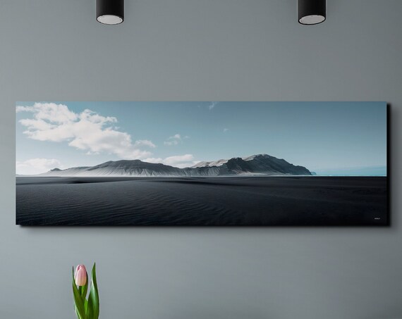 Black Sands Desert Landscape Wall Art Print Panoramic Wall Decor Livingroom Ready To Hang Nature Decor Minimalist Wall Art