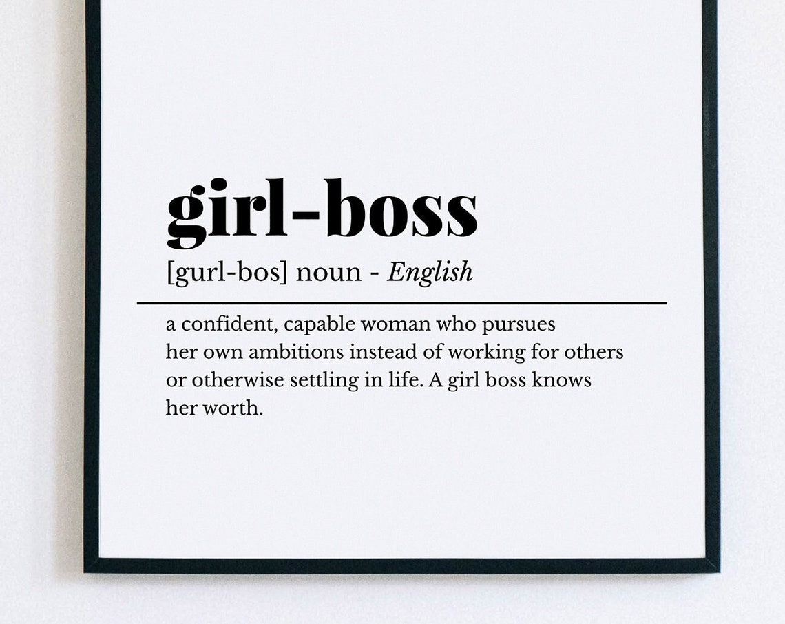 Girl Boss Definition Poster Feminist Office Wall Decor Gift for Women