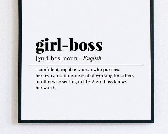 Girl Boss Definition Poster Feminist Office Wall Decor Gift for Women
