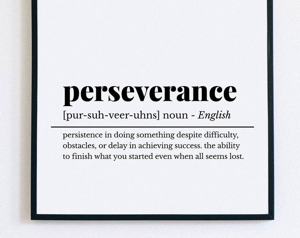 Perseverance Definition Poster Motivational Dictionary Wall Decor