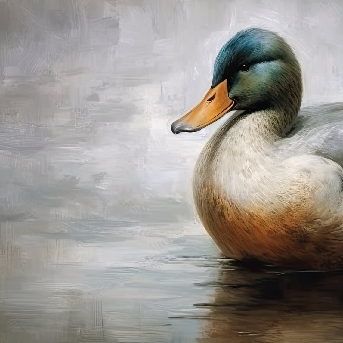 Vintage Mallard Duck Painting Lake House Wall Decor Vintage Animal Print Lake House Oil Painting Duck Vintage Painting Decor - Image 3