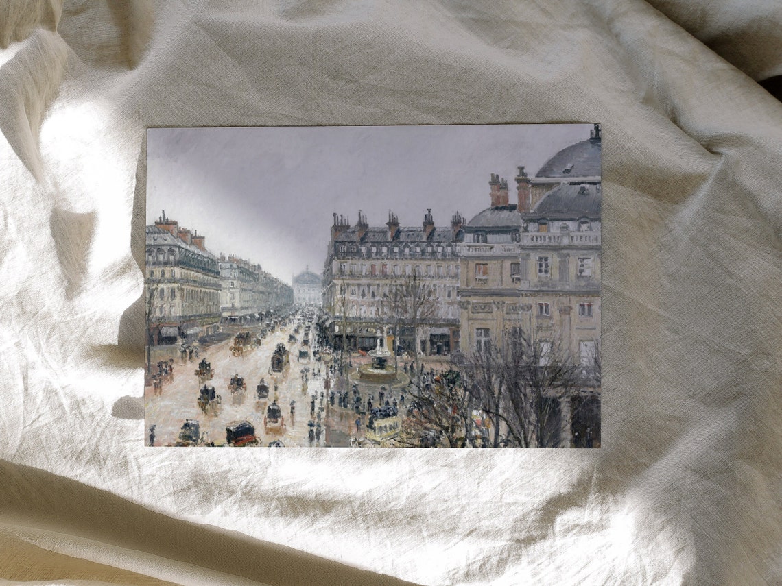 Vintage France Cityscape Print French Antique Painting Neutral Toned Art European Fine Oil Painting Art Art - Image 2