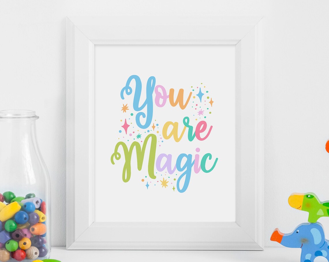 You Are Magic Inspirational Quote Poster Pastel Nursery Wall Decor