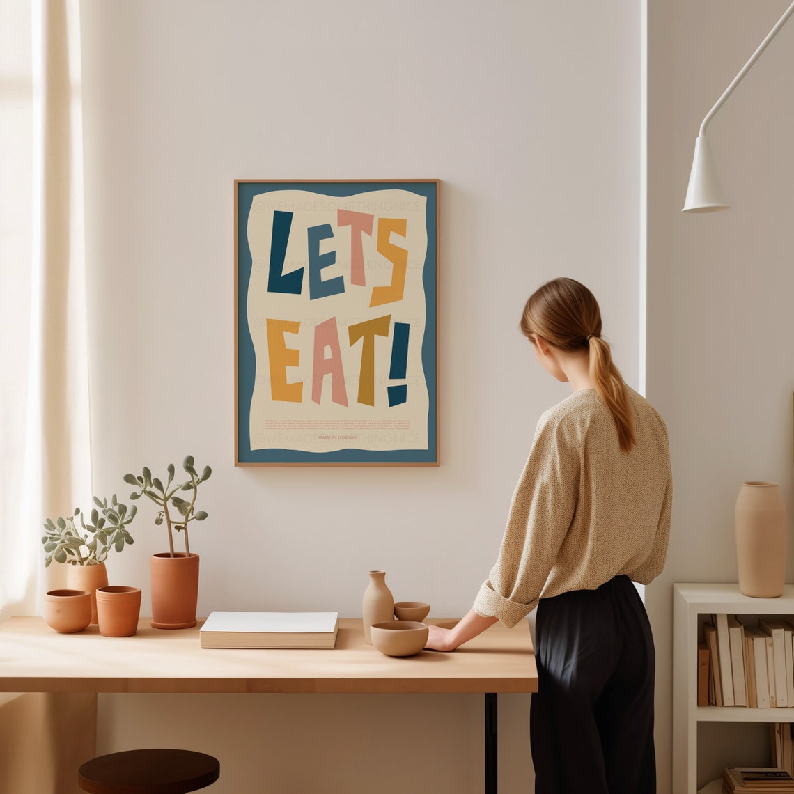 Lets Eat Made In London Cheerful Bold Typography Kitchen Wall Poster - Image 4