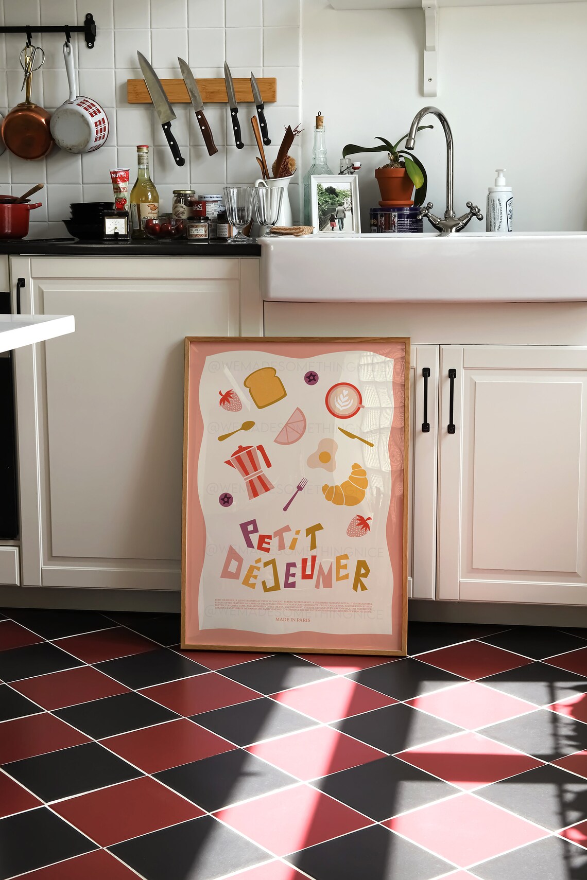 French Breakfast Croissant Poster, Retro Kitchen Art - Image 3