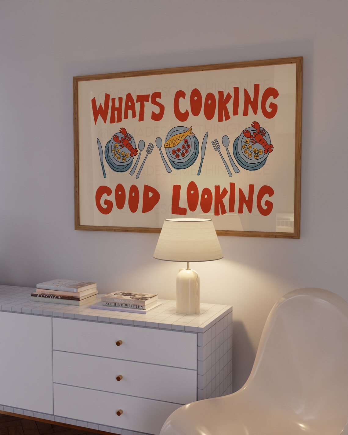 Whats Cooking Good Looking Kitchen Art Print, Retro - Image 3