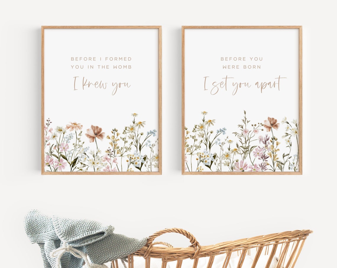 Jeremiah Scripture Pair Before You Were Born Floral Nursery Poster - Image 2