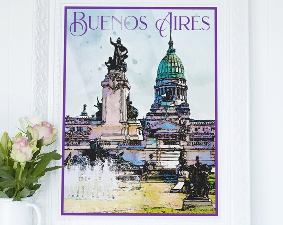 Buenos Aires Travel Poster Vintage Style Home Wall Art Vacation Souvenir