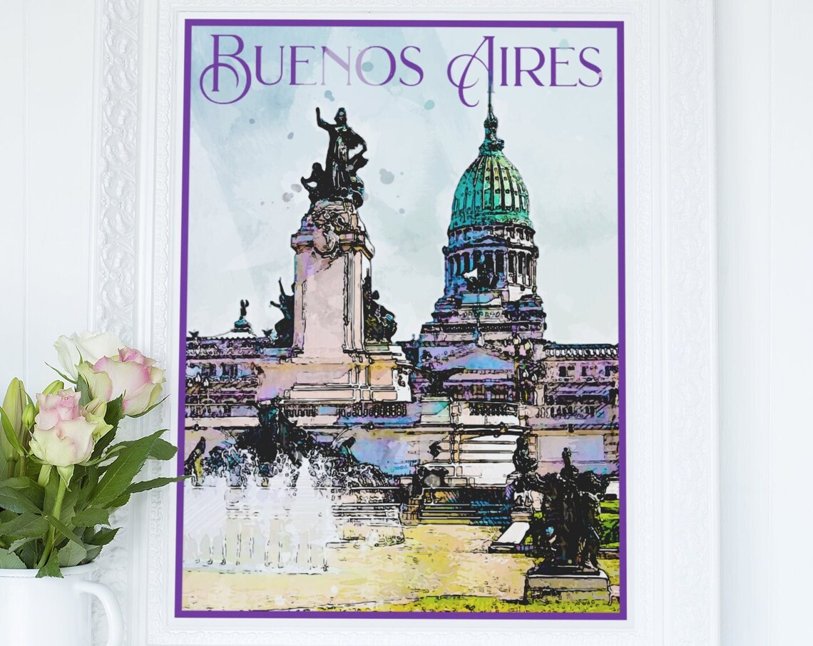 Buenos Aires Travel Poster Vintage Style Home Wall Art Vacation Souvenir