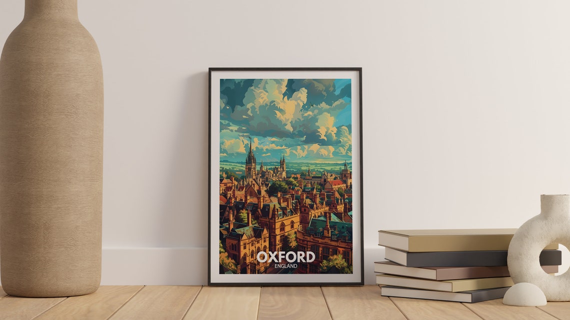 Oxford Print Oxford City Poster Uk Wall Art England Wall Art Decor British Travel Poster United Kingdom Print England City Art Decor - Image 3