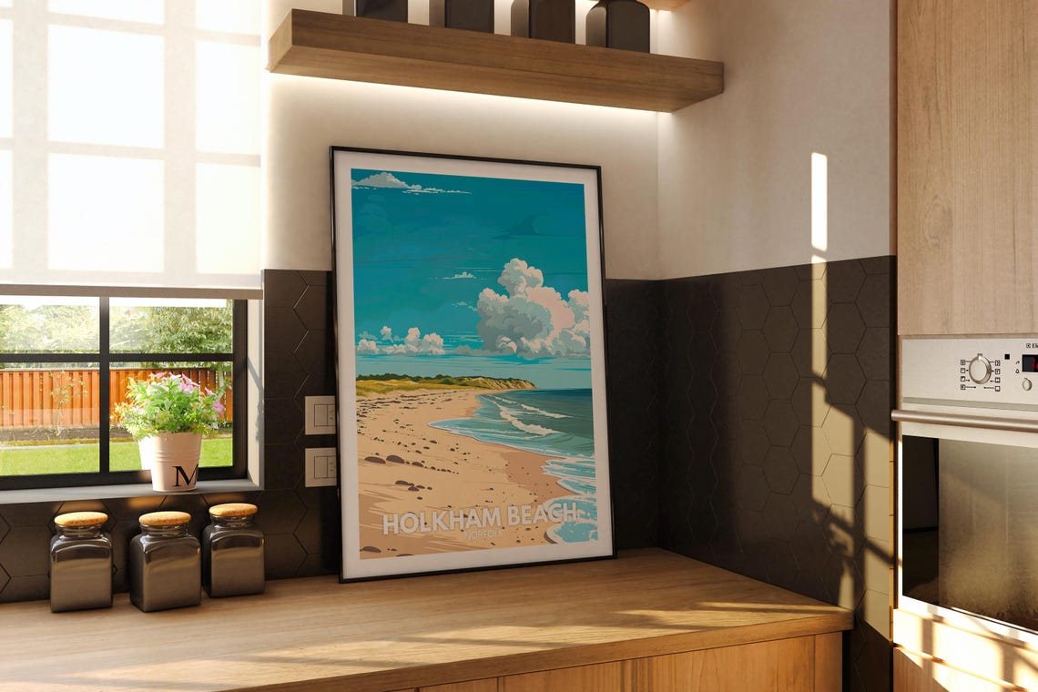 Holkham Beach Norfolk Wide Sandy Shore Dune View Travel Poster - Image 3