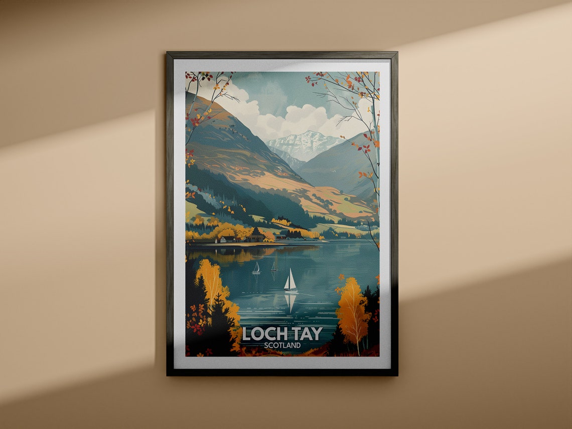 Loch Tay Print Loch Tay Poster Scotland Lake Travel Poster Lake Wall Art Decor United Kingdom Lake Art Scotland Nature Poster - Image 4