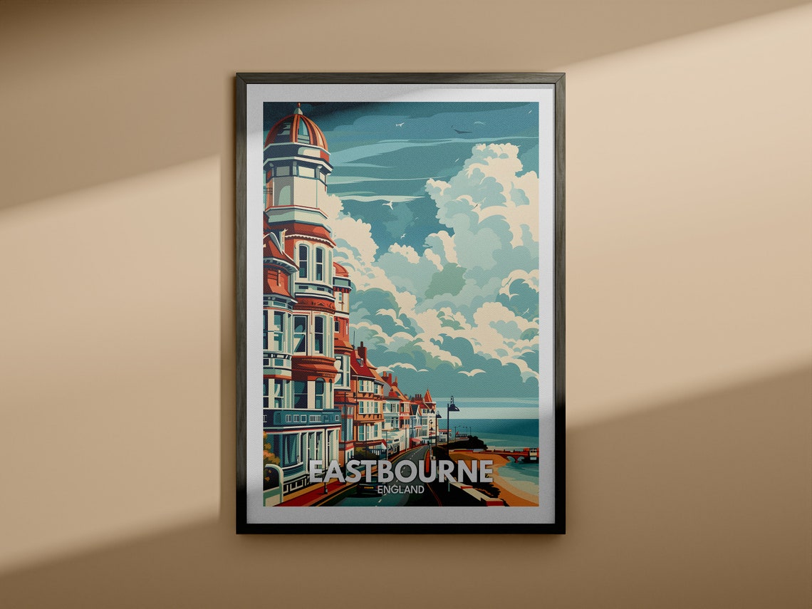 Eastbourne Art Print Eastbourne Poster Uk Wall Art England Wall Art Decor British Travel Poster United Kingdom Print England City Art - Image 4