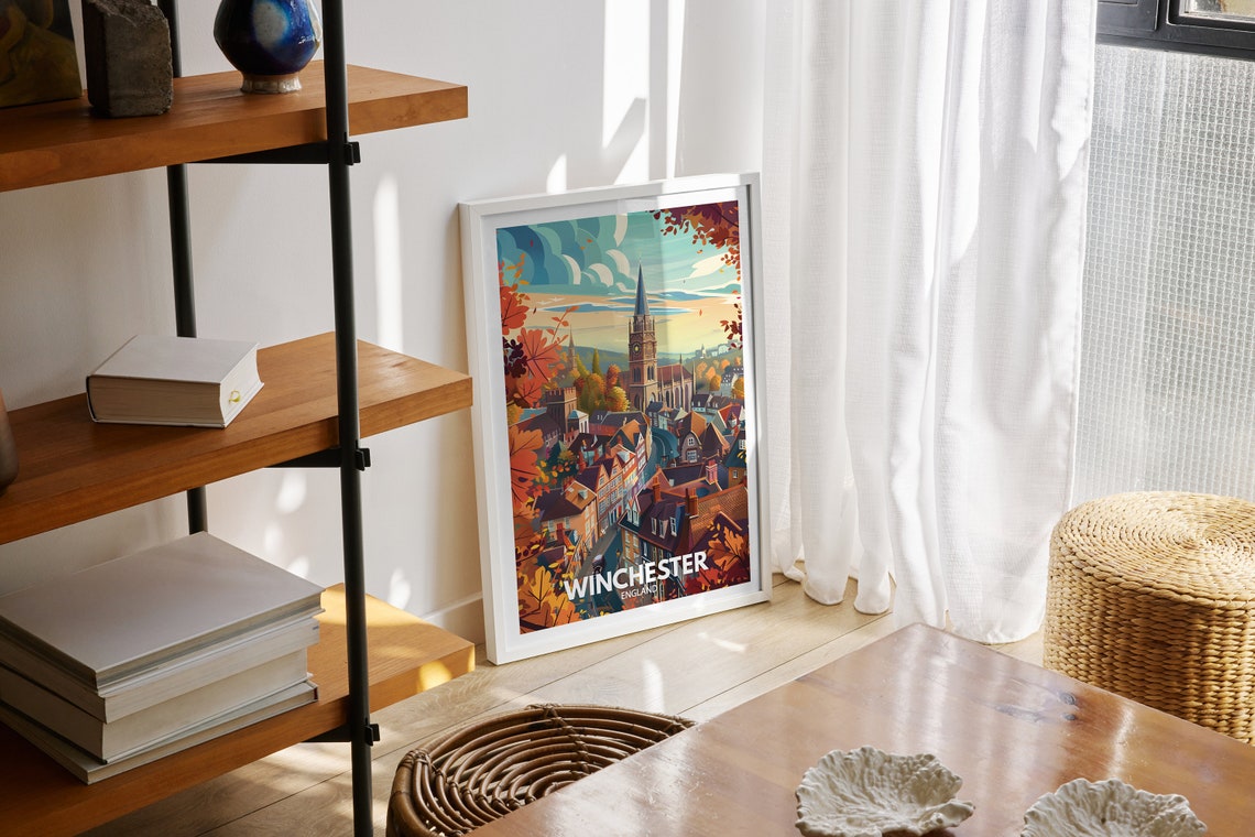 Winchester Art Print Winchester Travel Poster Uk Wall Art England Decor British Travel Poster United Kingdom Print England City Art - Image 2