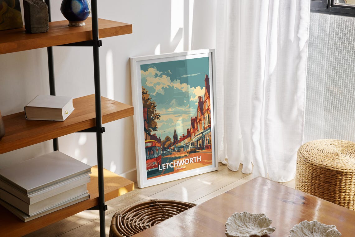 Letchworth England Vintage Travel Poster Charming Street Scene - Image 2