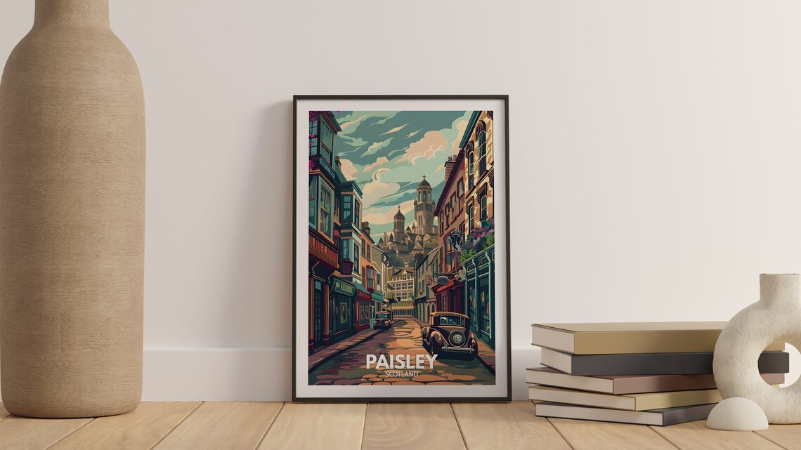 Paisley Scotland Historic Street Church Towers Old Town Poster - Image 3