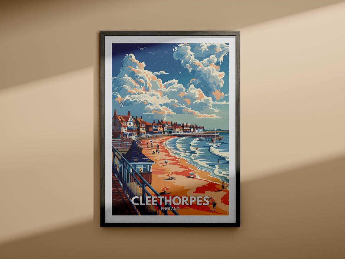 Cleethorpes Pier Promenade Beachgoers Classic Seaside Town Poster - Image 4