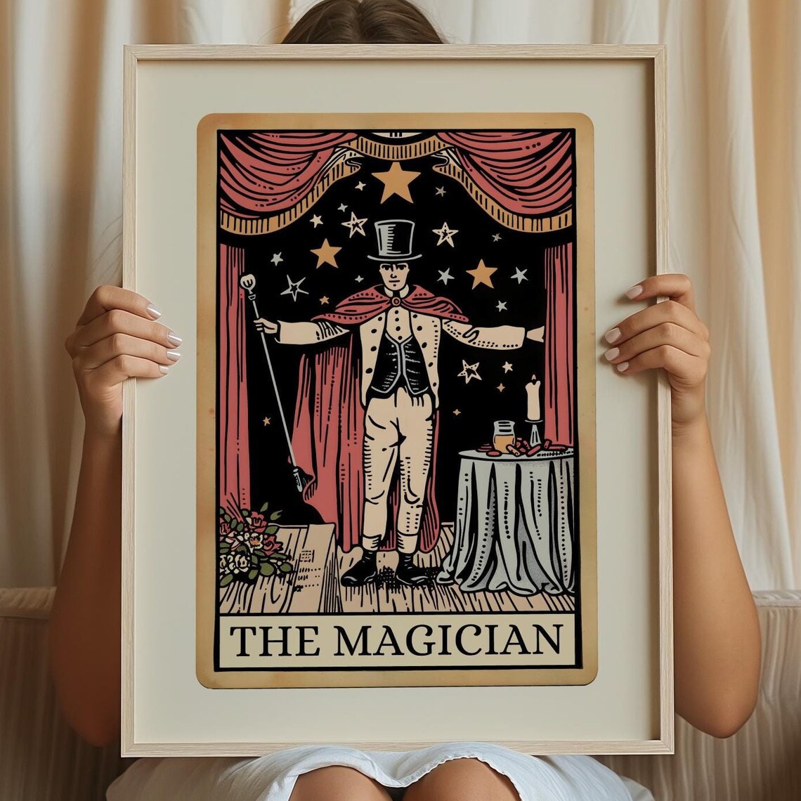 The Magician Tarot Card, Boho Folk Tarot Art Print - Image 4