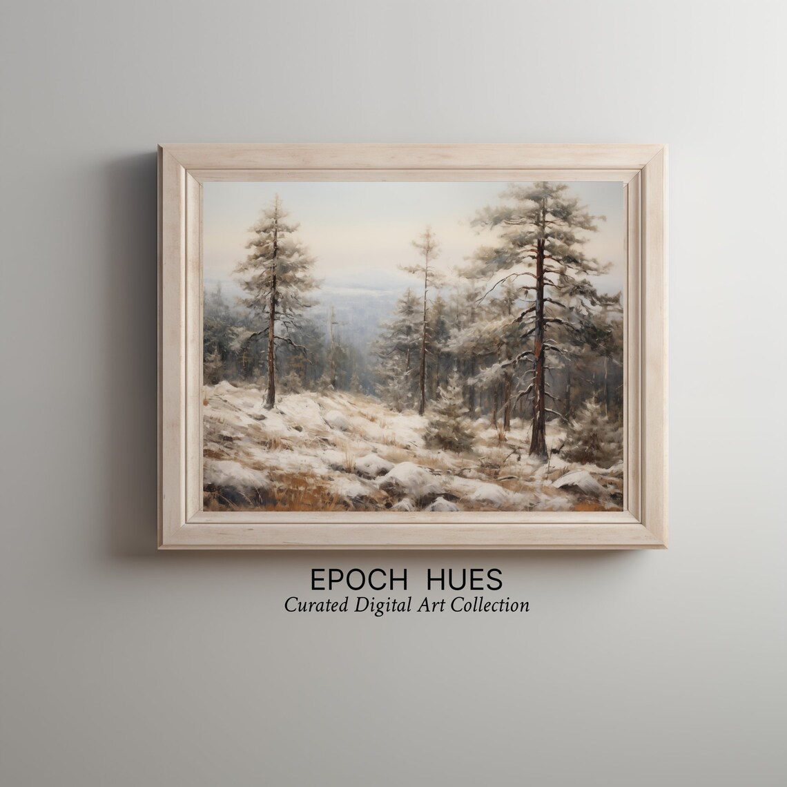 Winter Forest Landscape, Rustic Snowy Trees