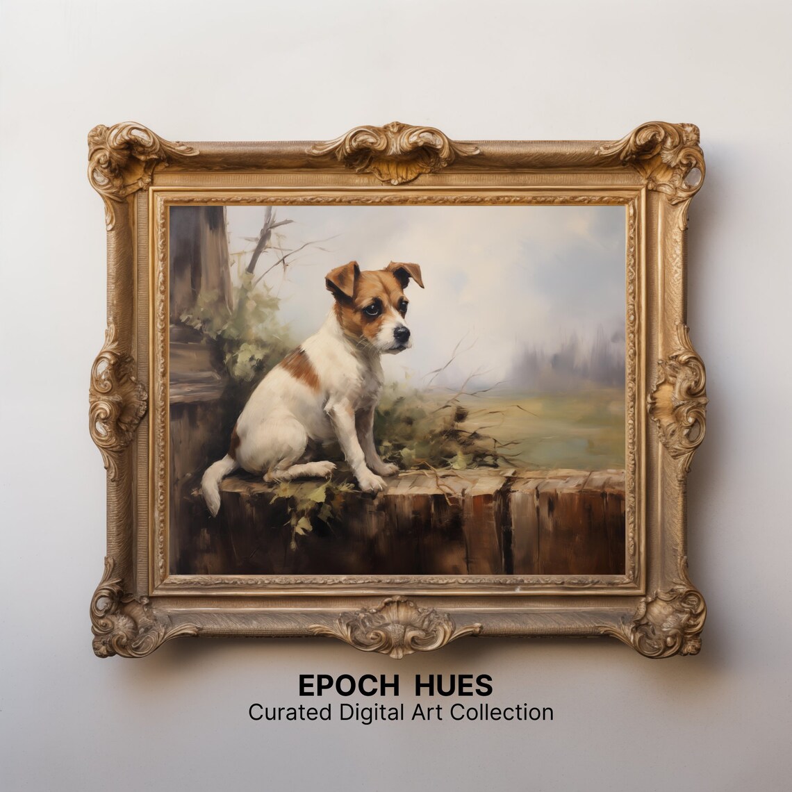 Jack Russell Terrier Puppy on Rustic Fence Farmhouse Art Poster - Image 2