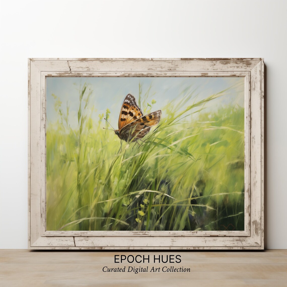 Butterfly Art, Tranquil Meadow Nature Scene - Image 2