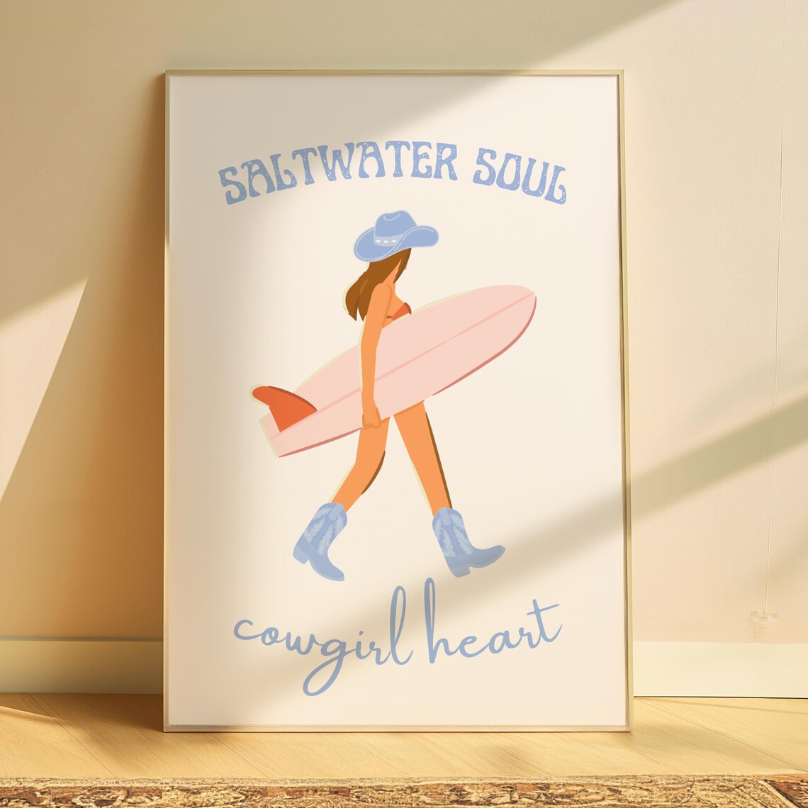 Saltwater Soul Cowgirl Heart Surf Beach Coastal Cowgirl Poster