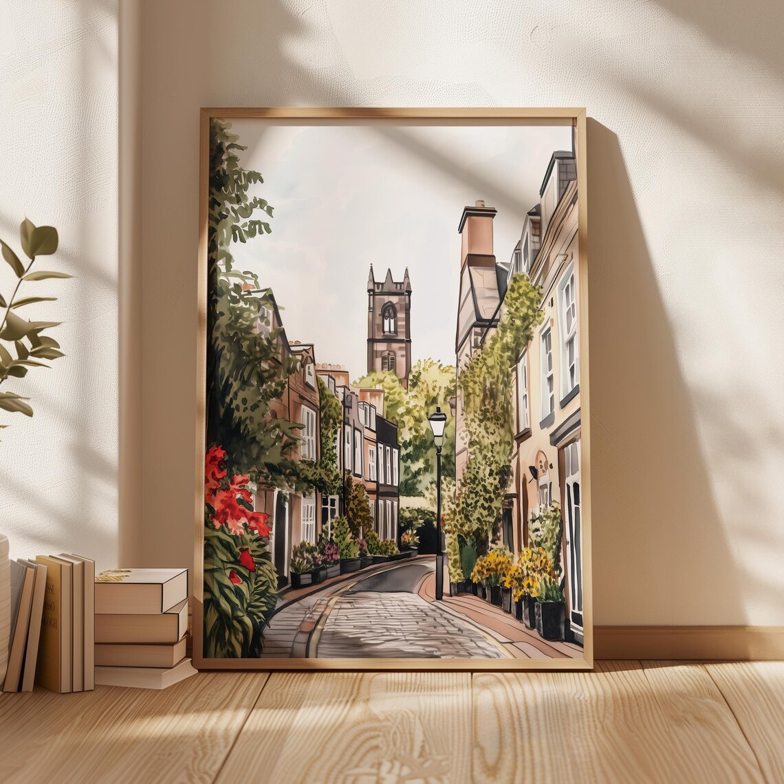 Edinburgh Scotland Stockbridge Cobblestone Street Watercolor Poster - Image 3