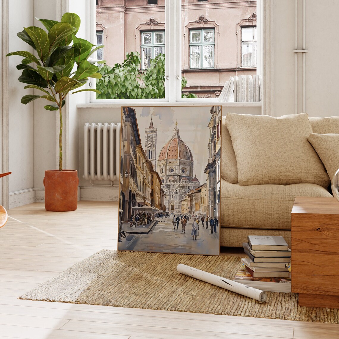 Florence Duomo Watercolor Travel Poster, Tuscany - Image 2