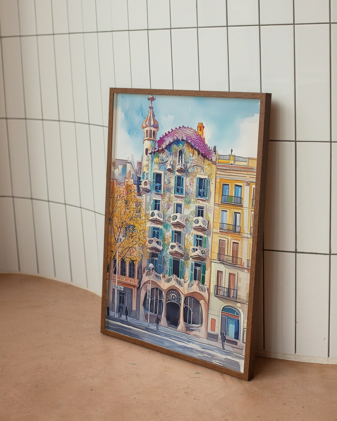 Barcelona Casa Batllo Watercolor Travel Poster - Image 4