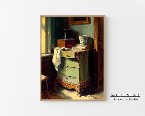 Mystic Interior Painting Light Academia Print Moody Still Life Moody Painting Cottage Decor Moody Wall Art