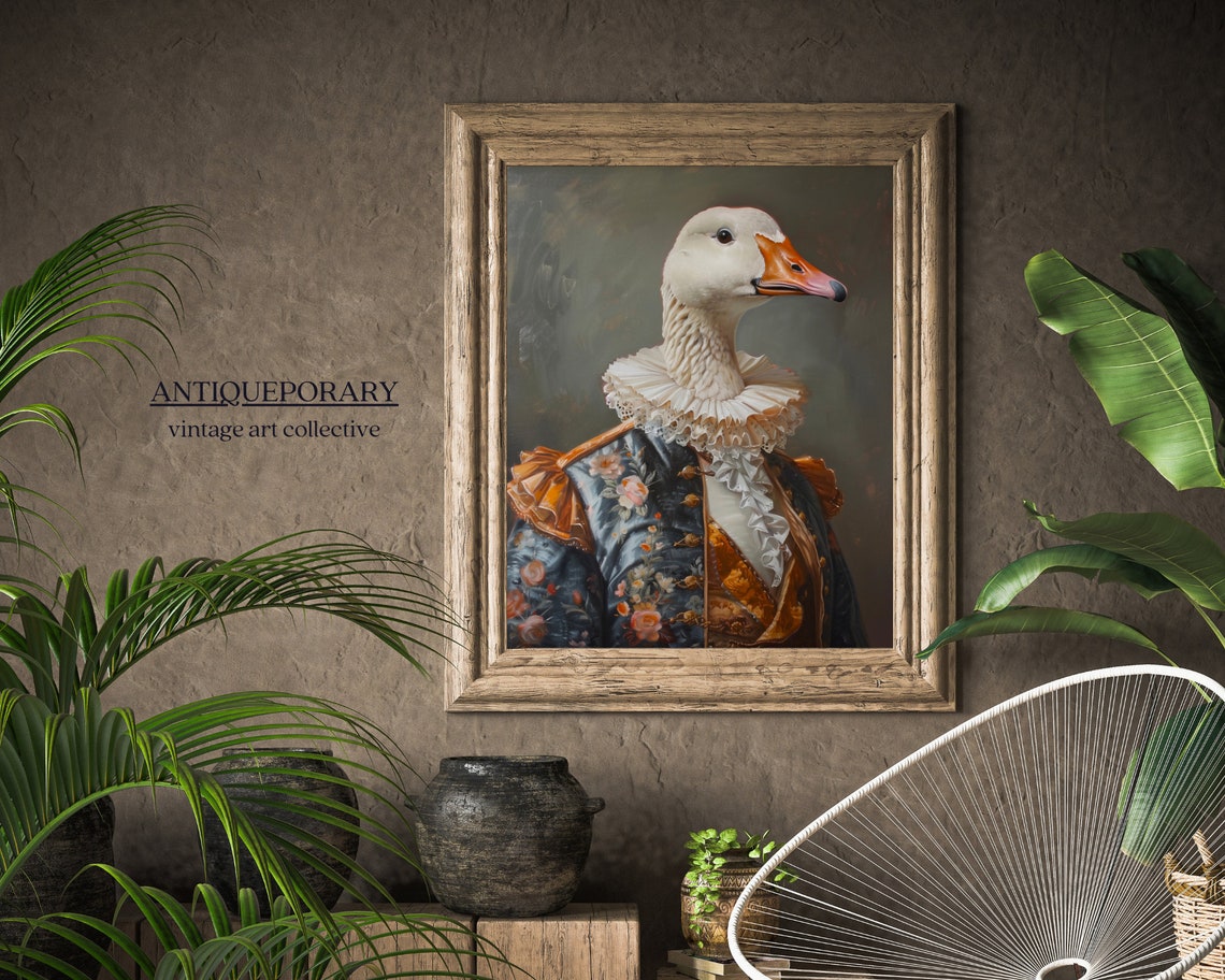 Royal White Goose Floral Brocade Coat Victorian Portrait Poster - Image 7