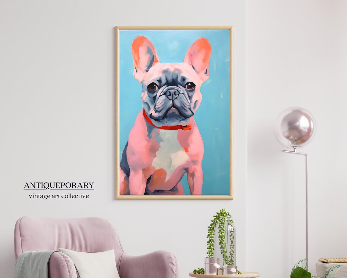 Cute Pink French Bulldog Pop Art Portrait on Turquoise Poster - Image 7