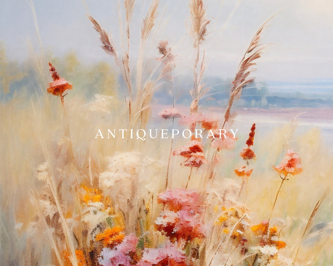 Tall Wildflowers and Grasses by Lakeshore Soft Vintage Poster - Image 3