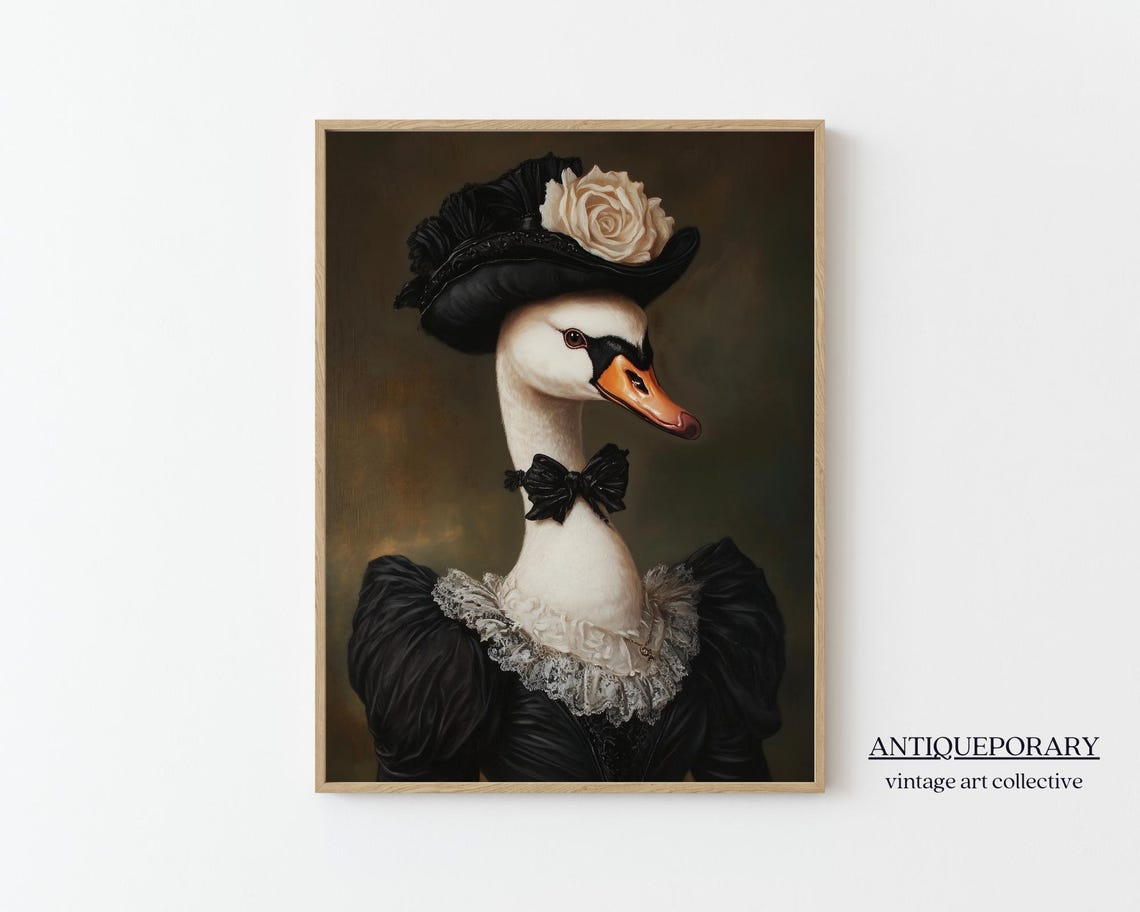 Royal Lady Swan Black Victorian Mourning Dress Portrait Poster