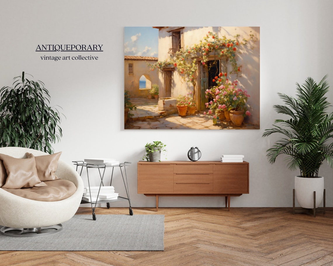 Vintage Italian Architecture Painting European Architecture Oil Painting Rustic Italy Village Art Oil Painting Farmhouse Decor - Image 3