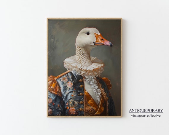 Victorian Animals Portrait Royal Goose Vintage Print Dressed Animal Altered Art Renaissance Animal Art Animal Lover Gift